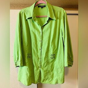 Linear Green Button Down Shirt